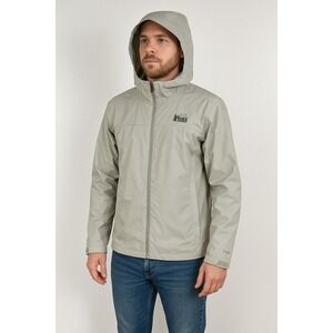 REI Co-op Peak 2.5L Waterproof Rain Jacket Gray Mens‎ XL Hooded Hiking Shell